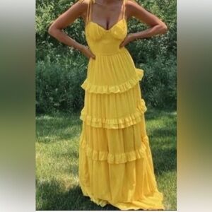 Tularosa Yellow Tiered Maxi Dress